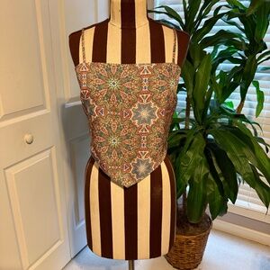 House of Harlow Woman’s Square Neck Bandana Handkerchief Hem Crop Top Boho M